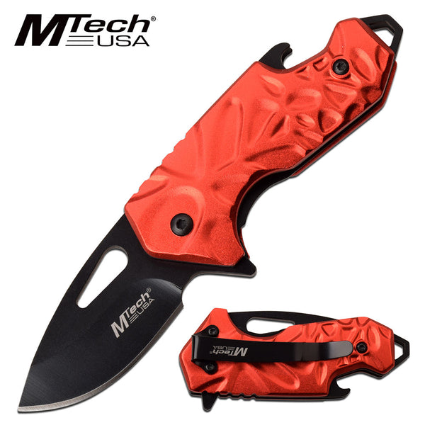 Mtech Mini Red Spring Assisted Blade w/Bottle Opener