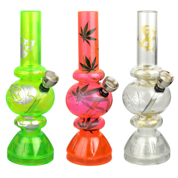 Mini Acrylic Bubble Water Pipe w/ Grinder Base