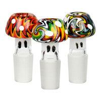 Multi-color Swirl Mushroom 14MM Herb Slide - Colors Vary