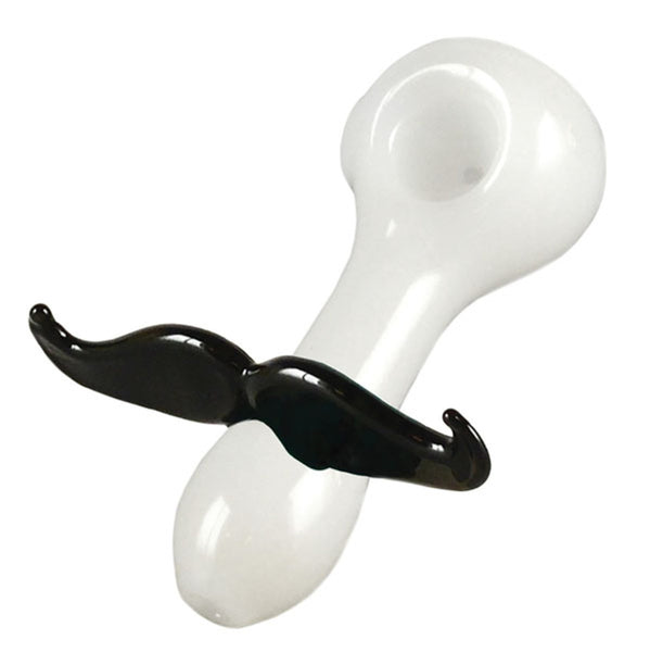 Mustache Spoon Pipe - 4.25" | White
