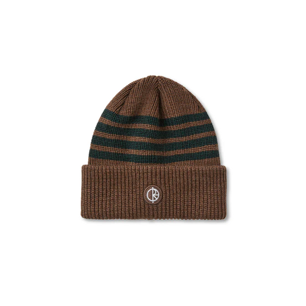 Polar Skate Co. - Stripe Merino Beanie - Brass / Dark Green