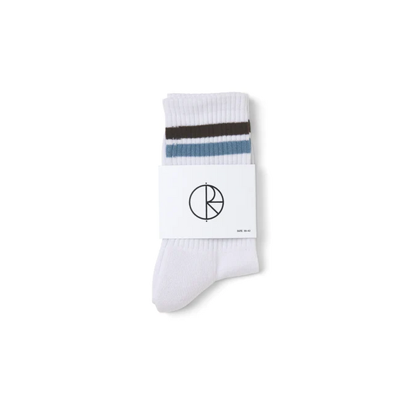 Polar Skate Co - Stripe Socks - (White/Brown/Blue) - 39-42