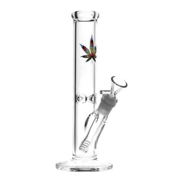 Rainbow Pot Leaf Water Pipe - 10"