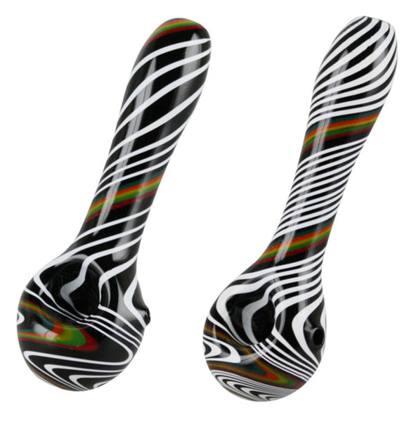 Rainbow Black & White Swirl Hand Pipe - 5.5"