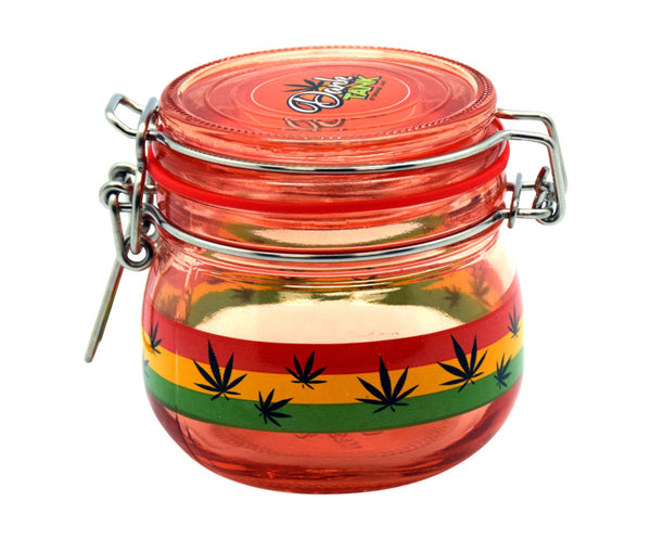 Rasta Leaf Glass Jar
