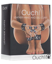 Shots Ouch Adjustable Leather Hand and Leg Cuffs - Black