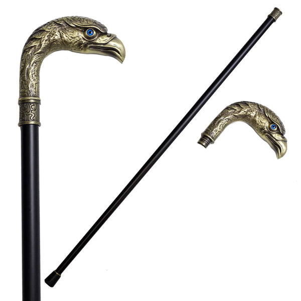 36.5 Inches Brass Finish Eagle Head Luxury Cane Staff