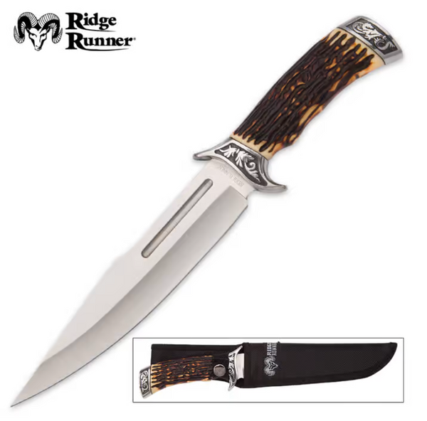 Ridge Runner Pronghorn Prairie Bowie Knife and Sheath