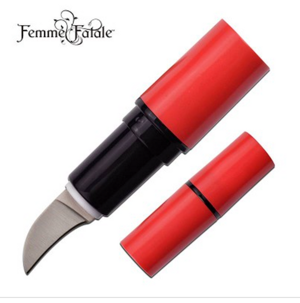 Lipstick Hidden Knife Red 2.75" Concealed 1" Blade Self Defense