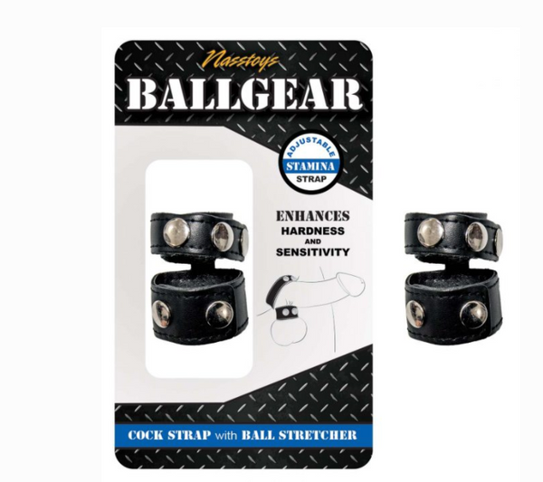 Ballgear Cock Strap w/Ball Stretcher - Black