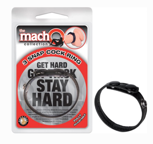 The Macho 3 Snap Cock Ring - Black