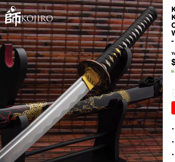 Kojiro Golden Dragon Katana & Scabbard - Carbon Steel