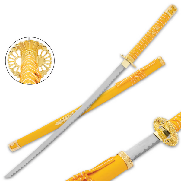 Yellow Lotus Katana w/Scabbard - High Carbon Steel Blade