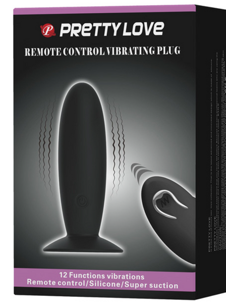 Pretty Love Remote Control Vibrating Plug - 12 Function Black