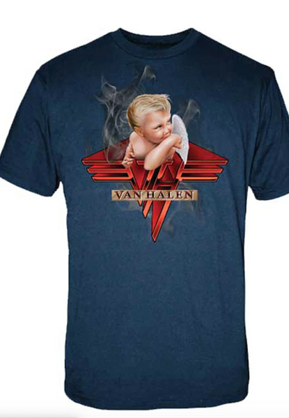 Van Halen - Smoking | Navy Adult T-Shirt
