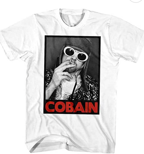 Kurt Cobain Smoking Box Photo T-Shirt - SMALL