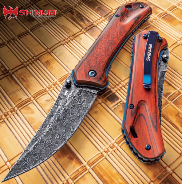 Shinwa Zhanshi Bloodwood Pocket Knife - Stainless Steel Blade