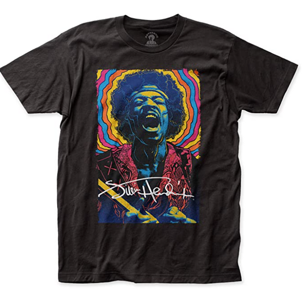 Jimi Hendrix Rainbow Drawing Fitted Jersey tee