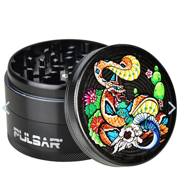 Pulsar Artist Series Metal Grinder | 4pc | 2.5" | Psychedelic Snake