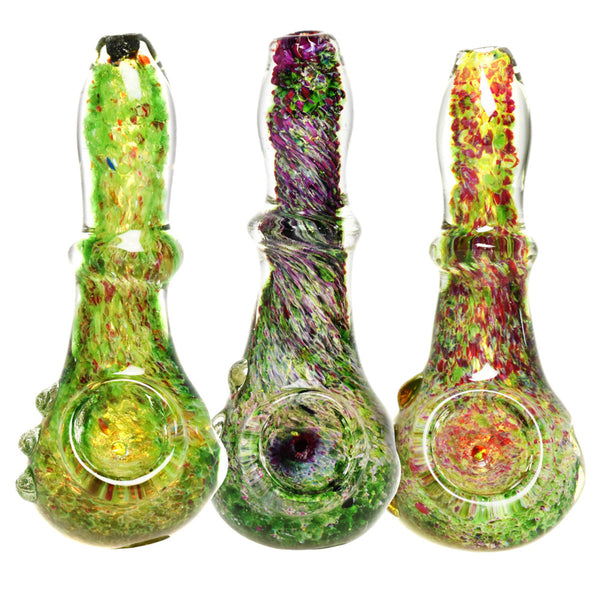 Swamp Bottom Fritted Hand Pipe w/ Marbles | 4.5" | Colors Vary