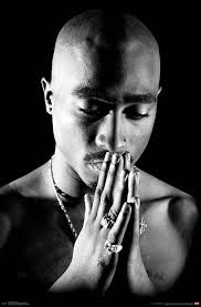 Tupac Pray Poster - B&W
