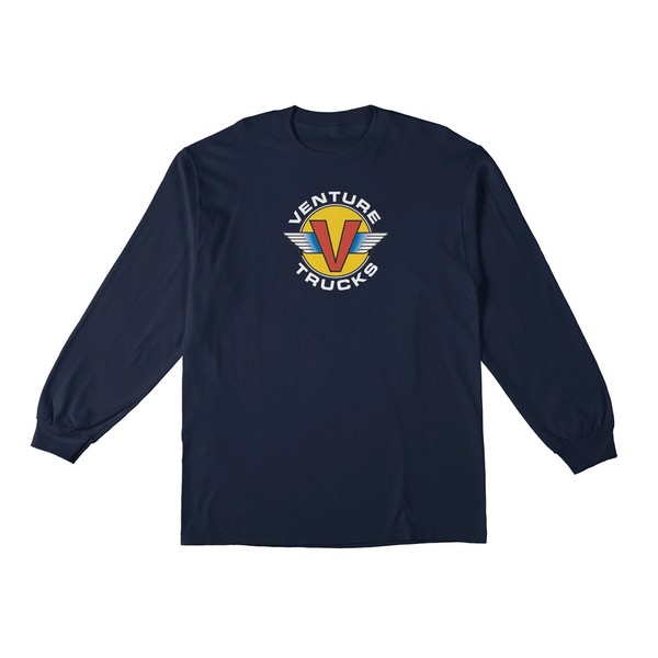 Venture - Wings Long Sleeve T-Shirt - Navy Blue / Large
