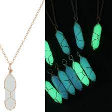 Glow In The Dark Wire Wrapped Pendant Necklace