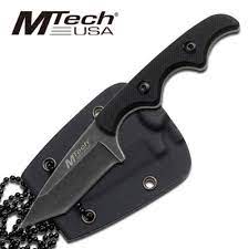 MTech USA Tactical Tanto Fixed Blade Combat Neck Knife, Stonewashed