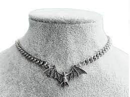 Gothic Metal Bat Choker Necklace