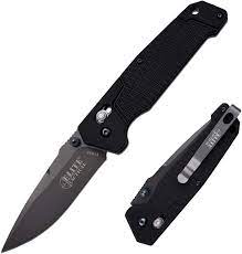 Elite Tactical Folding Pocket Knife Black Steel
