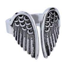 Adjustable Angel Wings Metal Biker Ring