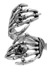 Adjustable Skeleton Hands Metal Biker Ring
