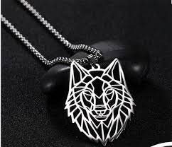 Stainless Steel Cut Wolf Head Necklace