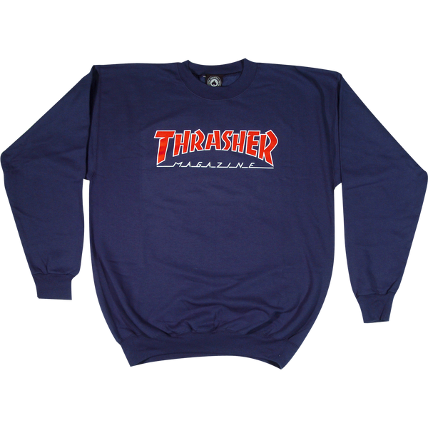 Thrasher Red/Navy Blue - Outlined Logo Crew Sweatshirt
