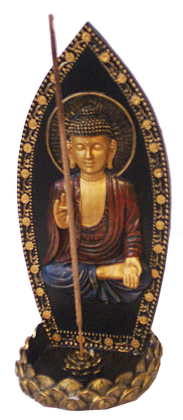8.5" Upright Buddha Incense Burner