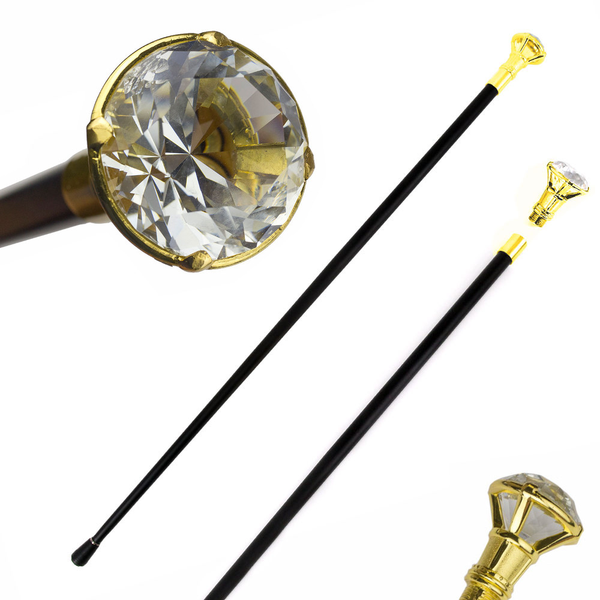 Decorative Crystal Knob Top Gentleman's Walking Stick