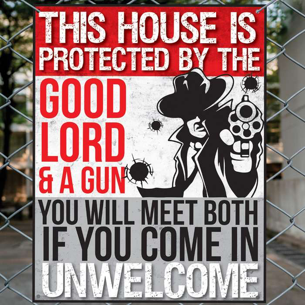This House Is Protected By God Tin Sign