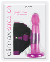 Climax Strap On Pink Ice Dong & Harness Set