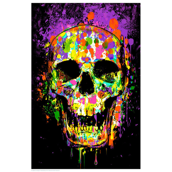Splatter Skull Non-Flocked Blacklight Poster | 24" x 36"