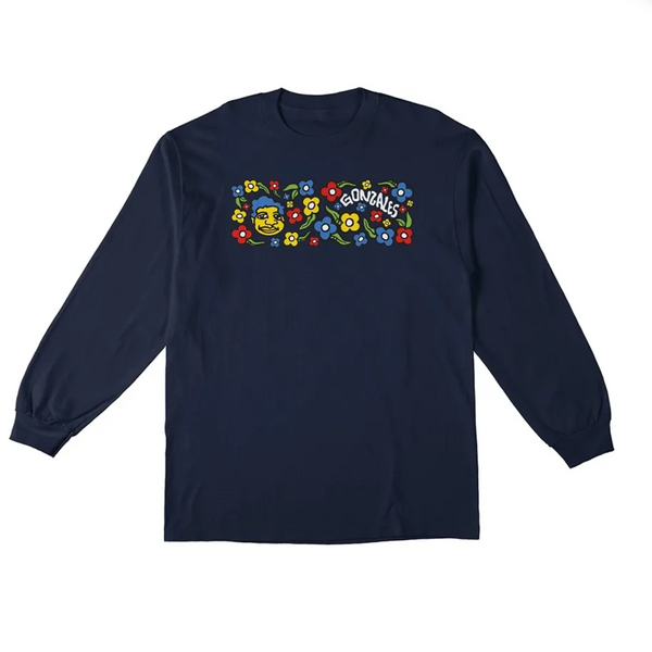 Krooked "SweatPants" Graphic Long Sleeve T-Shirt - Navy Blue / Large