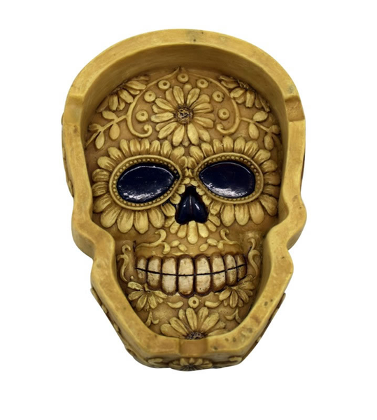 Bone Colored Sugar Skull Ashtray/Tray