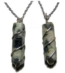 RAINBOW MOONSTONE COIL WRAPPED STONE Necklace