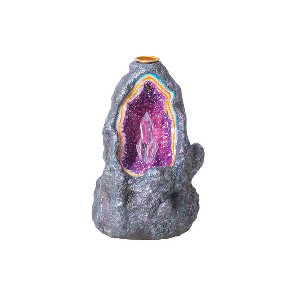 Crystal Cave Backflow Incense Burner W/ LED Light - 6.5"