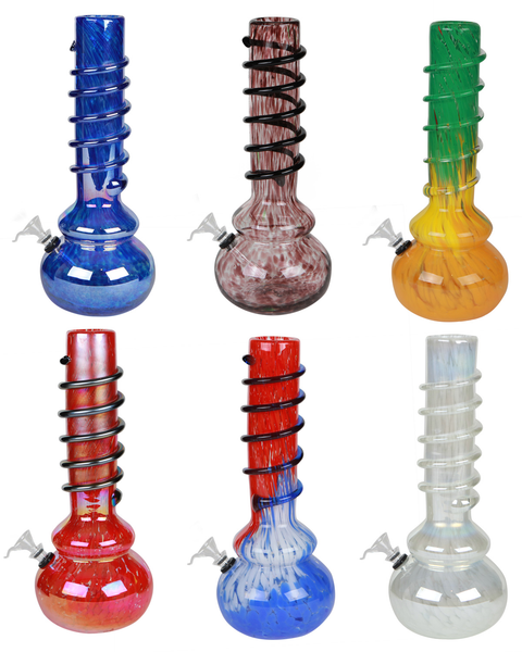 12 Inch Striped Double Bubble Soft Glass Bong