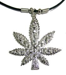 Large Silver Marijuana Pot Leaf Necklace