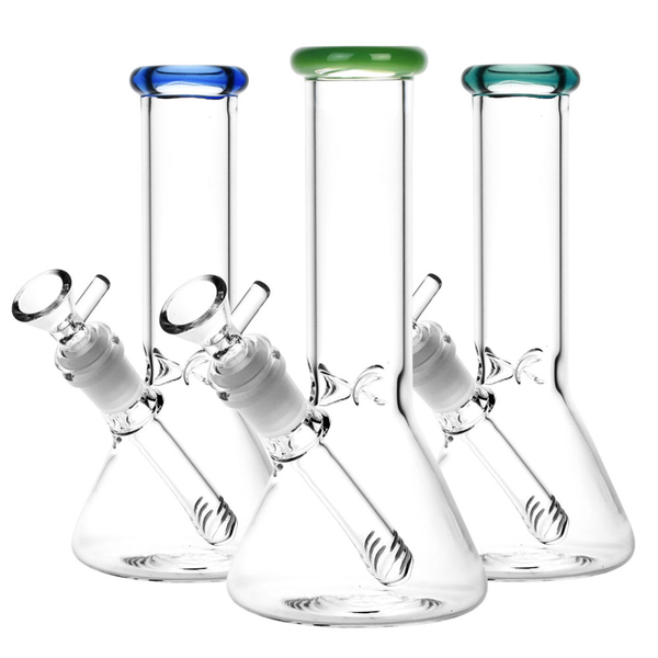 Mini Beaker Water Pipe w/ Color Rim | 8" | 14mm