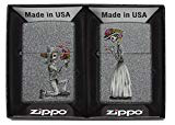 Zippo Skeleton Flowers Gift Set, Iron Stone Lighter (Two Pieces)