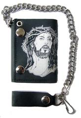 Jesus Crown Of Thorns Trifold Leather Wallet