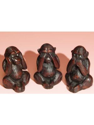 Incense Burner Resin 3 Monkeys 2.5" (Set)
