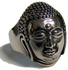 Buddha Head Stainless Steel Biker Ring